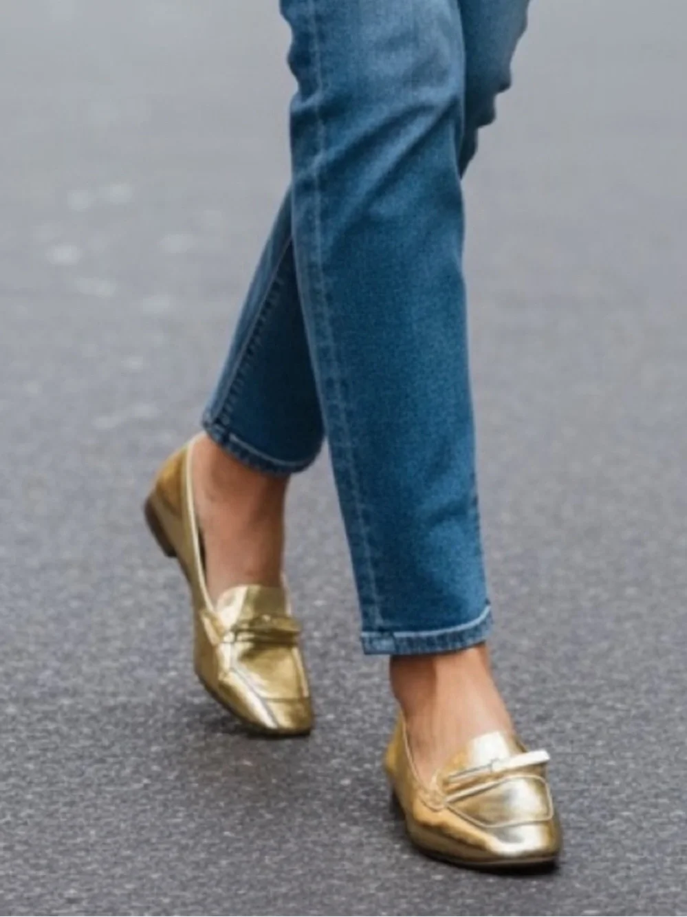 Life Stride Claudine Gold Bow Flats Heel Women’s 7.5 Metallic Preppy